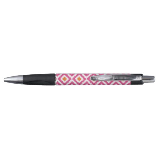 Monogrammed Pink Tangerine Diamond Ikat Pattern Pen (Achterkant)