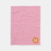 Monogrammed Pink Tangerine Diamonds Ikat Pattern Fleece Deken (Voorkant)