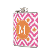 Monogrammed Pink Tangerine Diamonds Ikat Pattern Heupfles (Links)