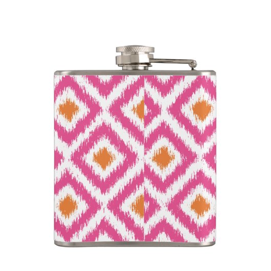 Monogrammed Pink Tangerine Diamonds Ikat Pattern Heupfles (Achterkant)