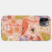 Monogrammed Pink Tropical Flamingo Floral Pattern Case-Mate iPhone Case (Achterkant (horizontaal))