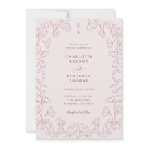 Monogrammed Pink Wedding Uitnodiging