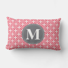 Monogrammed Pink White Floral Lattice Pattern Kussen
