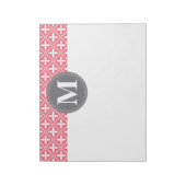 Monogrammed Pink White Floral Lattice Pattern Notitieblok (Linkerzijde)
