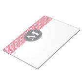 Monogrammed Pink White Floral Lattice Pattern Notitieblok (Schuin)