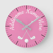 Monogrammed Pink White golfball club Ronde Klok (Voorkant)