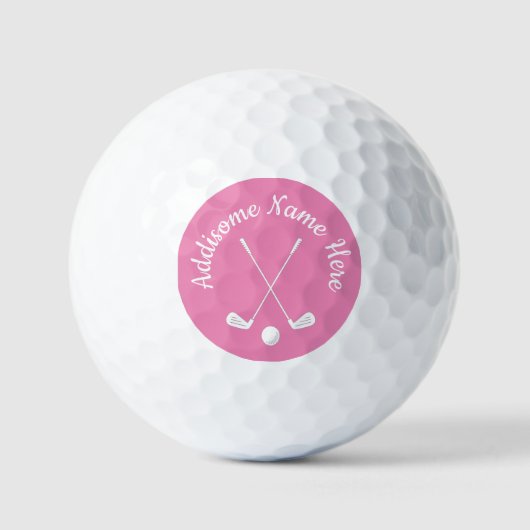 Monogrammed Pink White golfballclub Dames Golf B Golfballen (Voorkant)