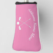 Monogrammed Pink White golfballclub Dames Golfheadcover (Draai 90)