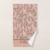 Monogrammed Pink White Green Floral Bad Handdoek (Handdoek)
