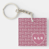 Monogrammed Pink XO Love Valentijnsdag Sleutelhanger (voorkant)