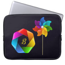 Monogrammed Pinwheel Electronics Bag