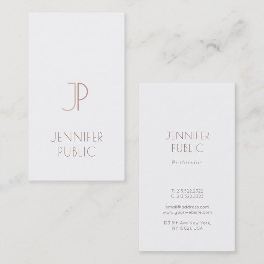 Monogrammed Plain Elegant Modern Design Trendy Visitekaartje (Voorkant / Achterkant)