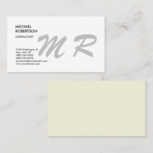 Monogrammed Plain Trendy minimalist Modern Visitekaartje (Voorkant / Achterkant)