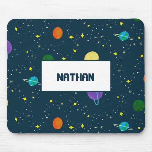 Monogrammed Planets Stars in Space Universe Galaxy Muismat (Voorkant)