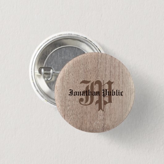 Monogrammed Plank Board Wood Kijk Sjabloon Ronde Button 3,2 Cm (Voorkant /achterkant)