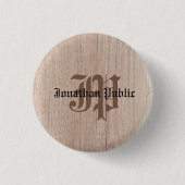 Monogrammed Plank Board Wood Kijk Sjabloon Ronde Button 3,2 Cm (Voorkant)