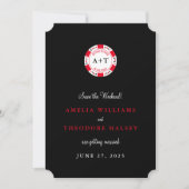 Monogrammed Poker Chip Save the Date Kaart (Voorkant)