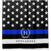 Monogrammed-politie met Amerikaanse vlag Douchegordijn (Voorkant)
