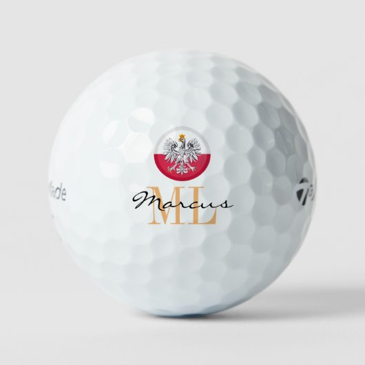 Monogrammed Poolse vlag & Poolse Golf Balls Golfballen (Voorkant)
