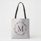 Monogrammed poot met linenblik achtergrond tote bag (Voorkant)