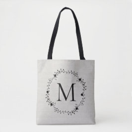 Monogrammed poot met linenblik achtergrond tote bag
