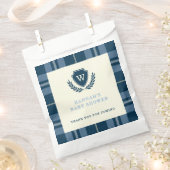 Monogrammed Preppy Blue Plaid Baby shower Bedankzakje (Geknipt)