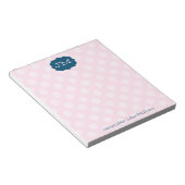 Monogrammed Preppy Notepad, Pink & Navy Notitieblok (Schuin)