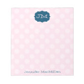 Monogrammed Preppy Notepad, Pink & Navy Notitieblok (Voorkant)