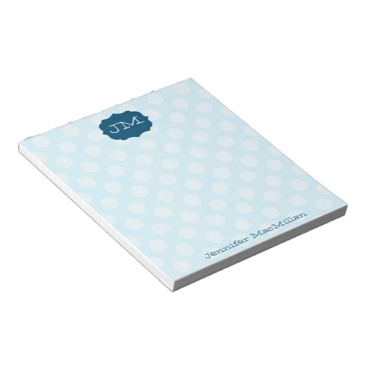 Monogrammed Preppy Notepad, Shades of Blue Notitieblok (Schuin)