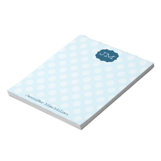 Monogrammed Preppy Notepad, Shades of Blue Notitieblok (Linkerzijde)