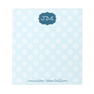 Monogrammed Preppy Notepad, Shades of Blue Notitieblok