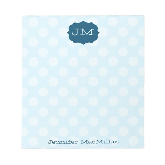 Monogrammed Preppy Notepad, Shades of Blue Notitieblok (Voorkant)