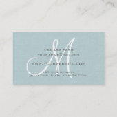 Monogrammed Professional, Light Blue Linen Visitekaartje (Achterkant)