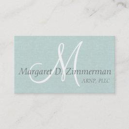 Monogrammed Professional, Paste Blue Linen Visitekaartje