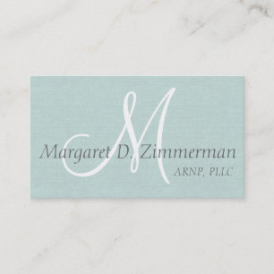 Monogrammed Professional, Paste Blue Linen Visitekaartje