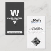 Monogrammed Professional (QR) Wit & Mat Zwart Visitekaartje (Voorkant / Achterkant)