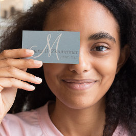 Monogrammed Professioneel, Linnen Hemelsblauw Visitekaartje