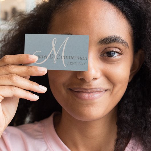 Monogrammed Professioneel, Linnen Hemelsblauw Visitekaartje