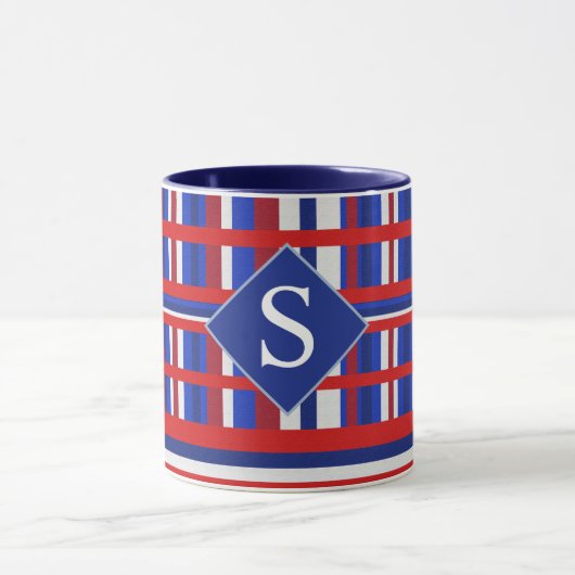 Monogrammed Pset Patriot Red White & Blue Mok (Midden)