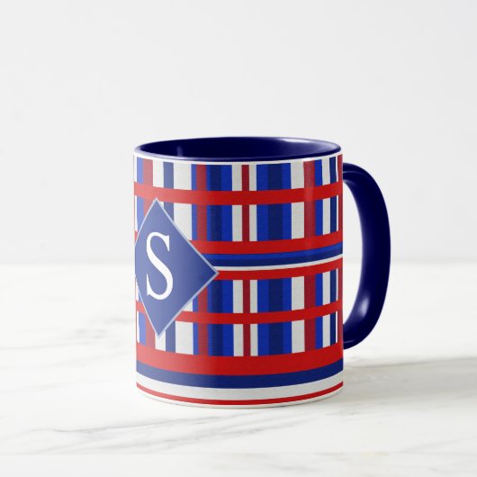 Monogrammed Pset Patriot Red White & Blue Mok (Voorkant rechts)