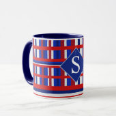 Monogrammed Pset Patriot Red White & Blue Mok (Voorkant links)