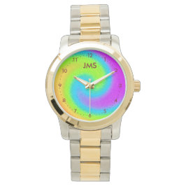 Monogrammed Psychedelic Yin & Yang Watch Horloge