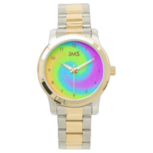 Monogrammed Psychedelic Yin & Yang Watch Horloge