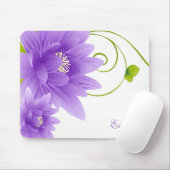 Monogrammed Purple Flowers Muismat (Met muis)