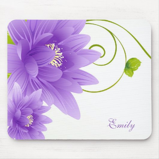 Monogrammed Purple Flowers Muismat (Voorkant)