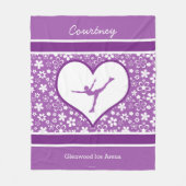 Monogrammed Purple Flowers Pattern Figuur Skating Fleece Deken (Voorkant)