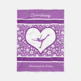 Monogrammed Purple Flowers Pattern Figuur Skating Fleece Deken