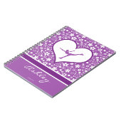Monogrammed Purple Flowers Pattern Figuur Skating Notitieboek (Linkerzijde)