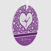 Monogrammed Purple Flowers Pattern Figuur Skating Ornament (voorkant)