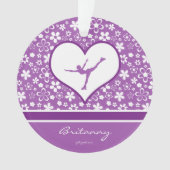 Monogrammed Purple Flowers Pattern Figuur Skating Ornament (voorkant)